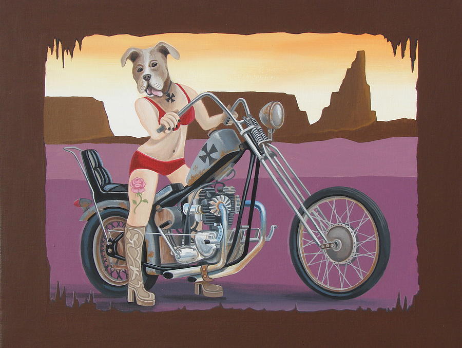 Motorcycle Painting - Rosies Chopper by Stuart Swartz.