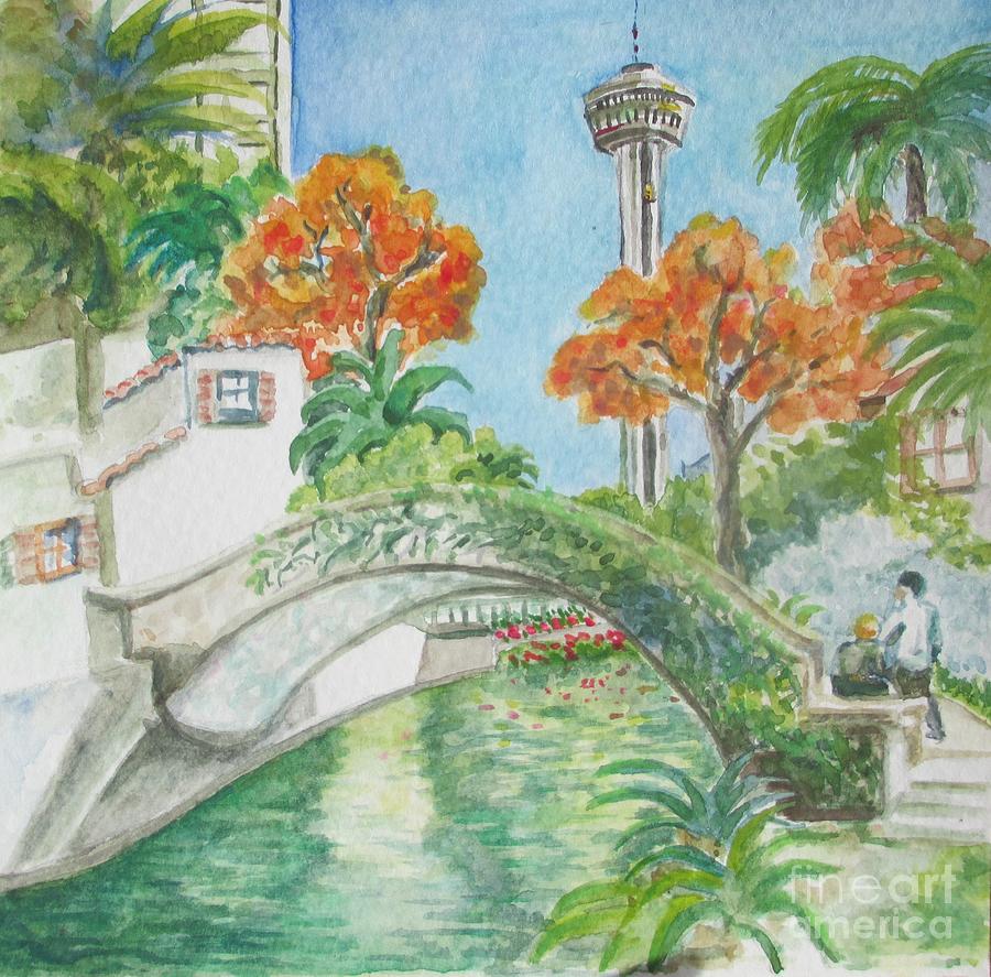 Rositas Bridge on the Riverwalk Painting by Lynn Maverick Denzer