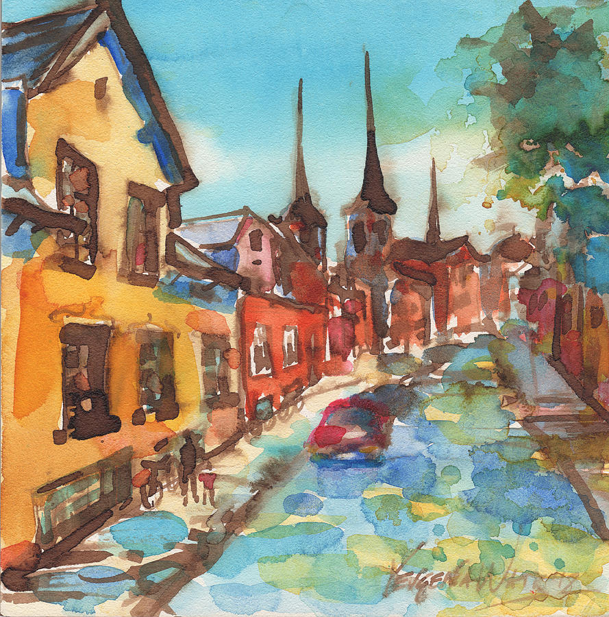 Architecture Painting - Roskilde by Yevgenia Watts