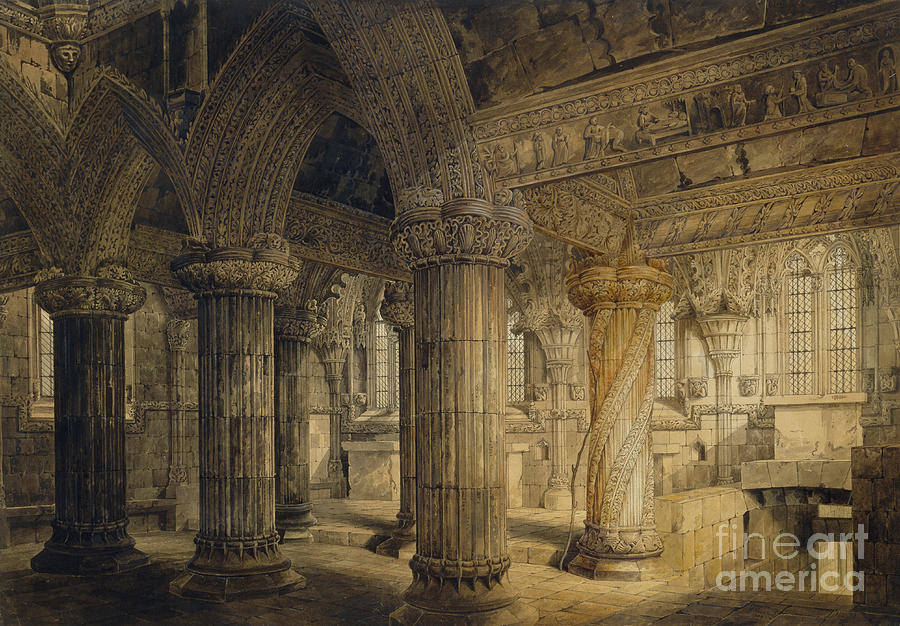Architecture Painting - Roslyn Chapel by Joseph Michael Gandy