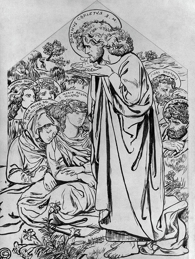 Jesus Christ Drawing - Rossetti Sermon, C1861 by Granger