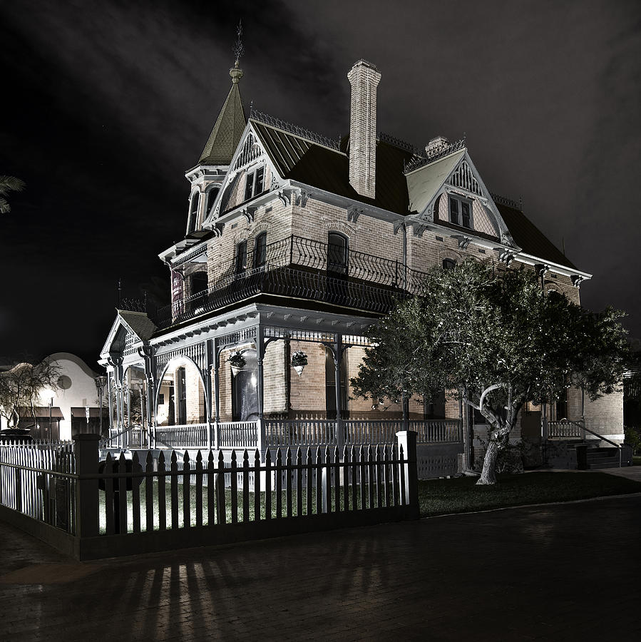 Rosson house haunted Black and White Photograph by Dave Dilli