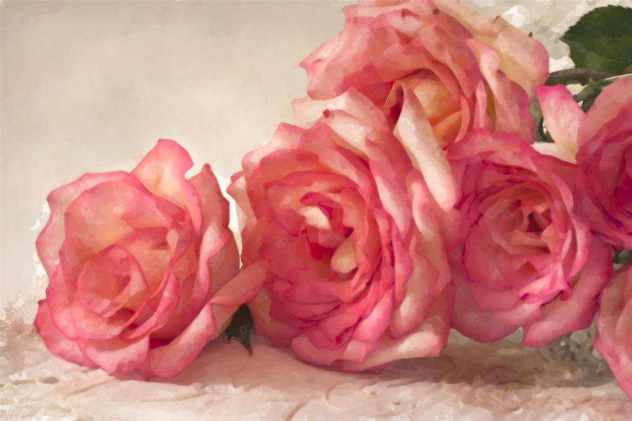 Rose Photograph - Rosy Elegance Digital Watercolor by Sandra Foster