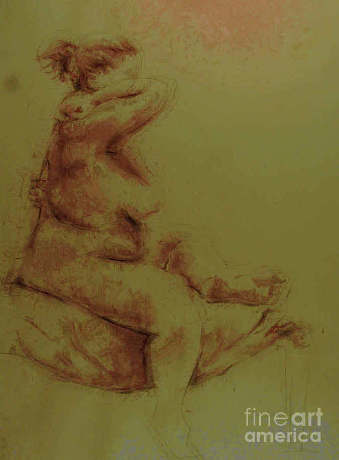 Nude Drawing - Rosy seated by Andy Gordon
