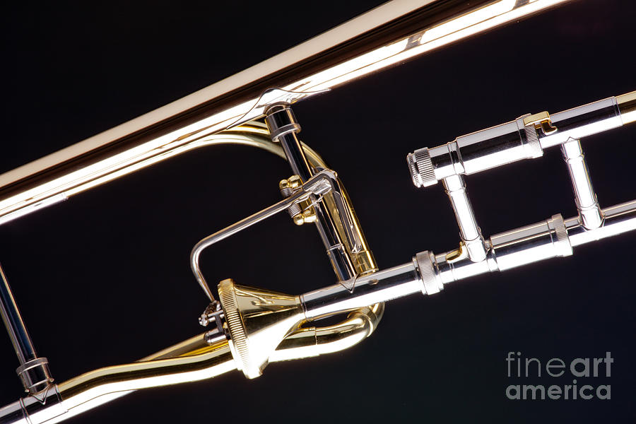 Rotor Tenor Trombone on Black in Color 3464.02 Photograph by M K Miller