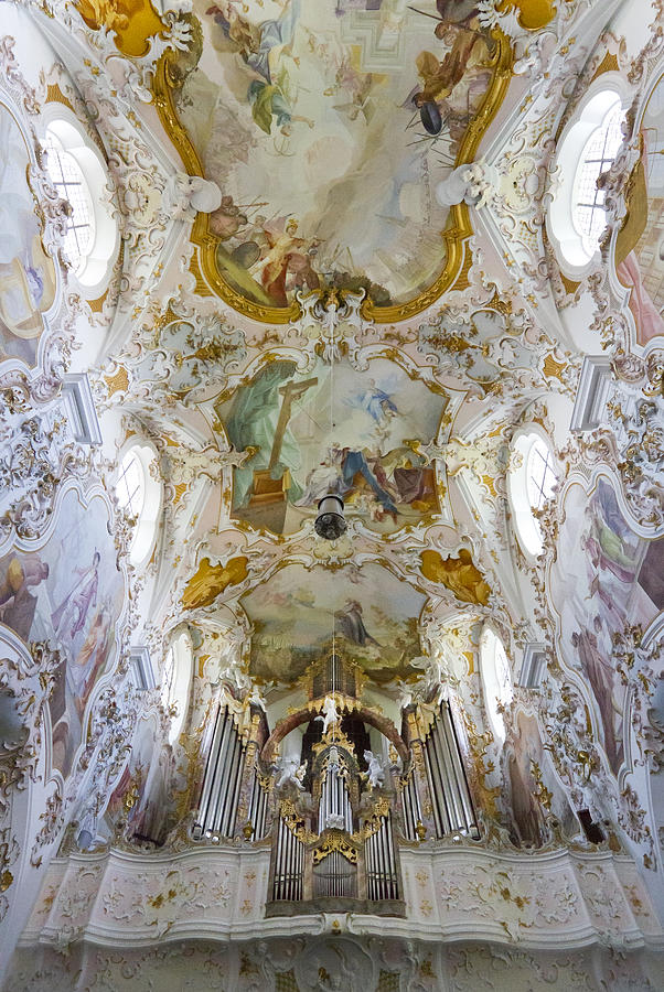 Organ Photograph - Rottenbuch organ and ceiling by Jenny Setchell