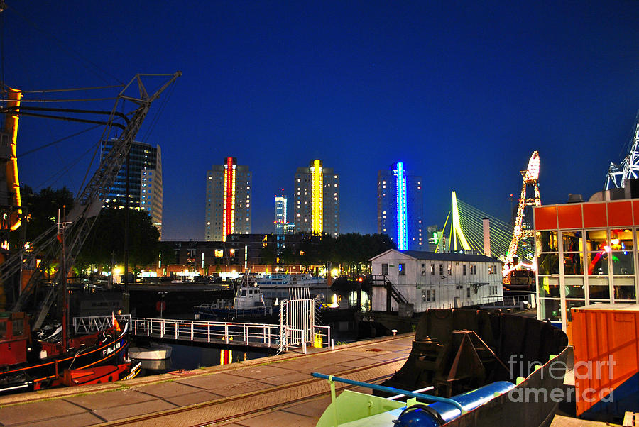 Summer Photograph - Rotterdam by night by Maja Sokolowska