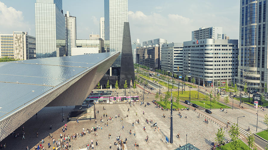 Rotterdam central station and Weena Avenue Photograph by Funky-data