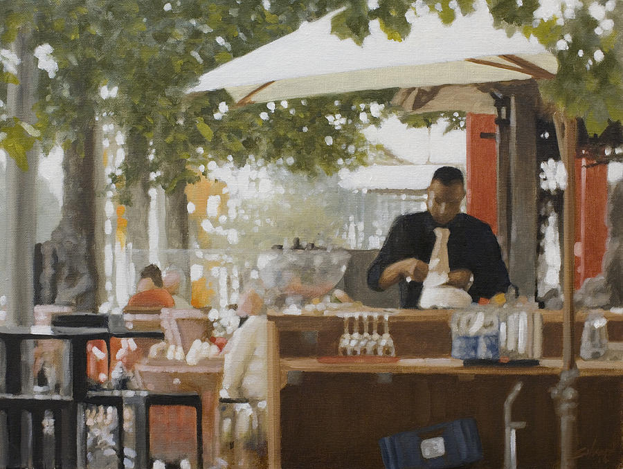 Rotterdam Street Cafe Painting by John Silver