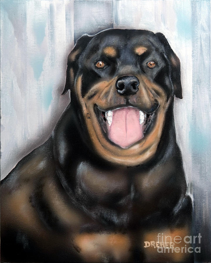 Rottweiler Painting By Chris Dreher Fine Art America