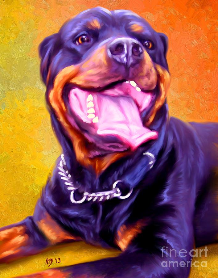 Rottweiler Dog Art Painting By Iain Mcdonald Fine Art America