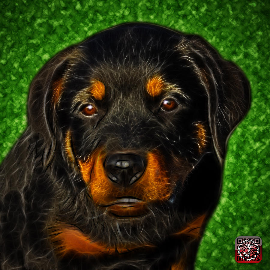 Rottweiler Pop Art 0481 - BC1 - Green Painting by James Ahn