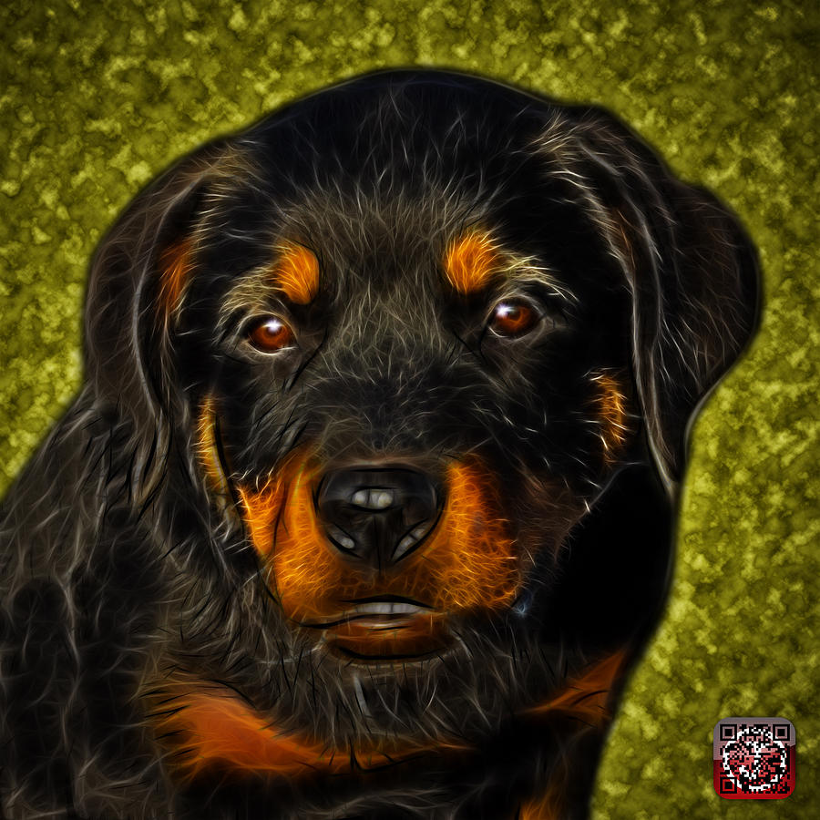 Rottweiler Pop Art 0481 - BC1 - Yellow Painting by James Ahn