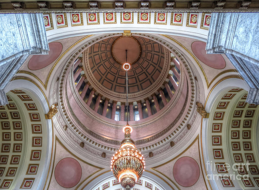 Rotunda Dome And Chandelier Photograph