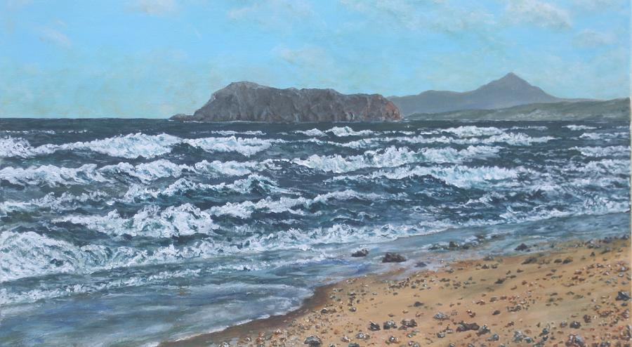 Rough Sea at Gerani Painting by David Capon