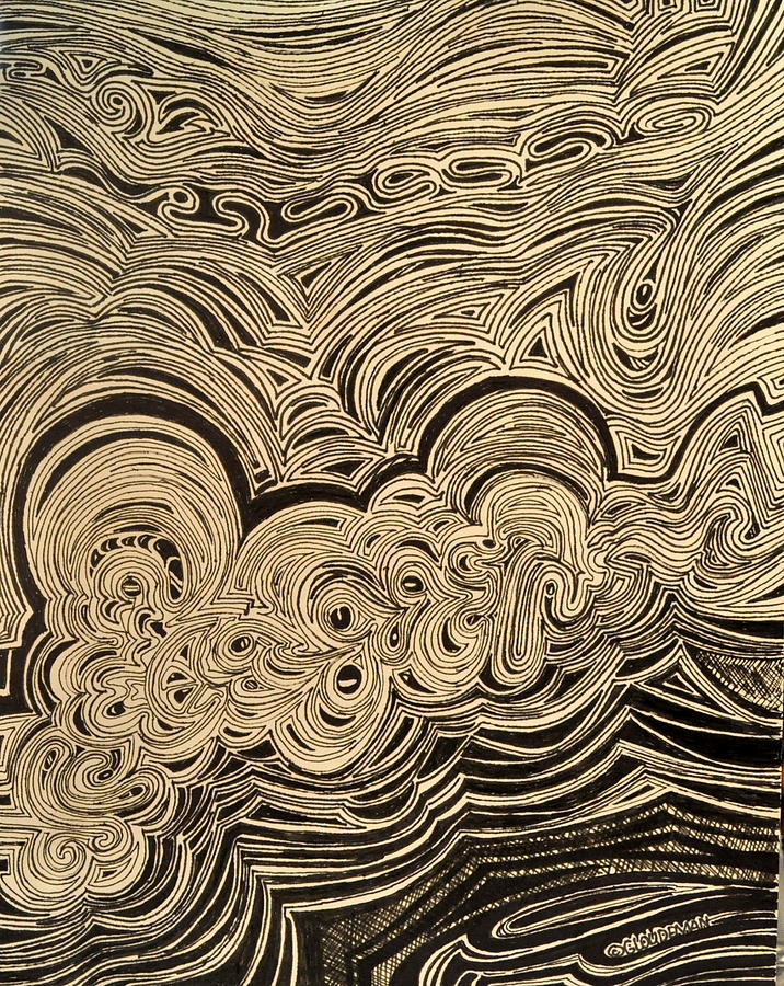 Abstract Drawing - Rough Sea by Denis Gloudeman