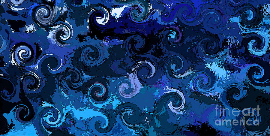 Abstract Digital Art - Rough Seas Abstract Painting by Adri Turner