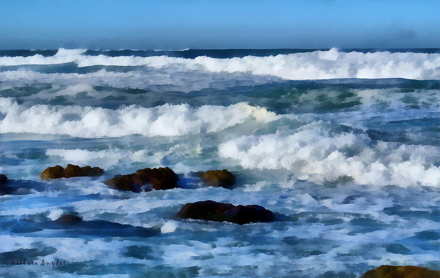 Barbara Snyder Digital Art - Rough Seas Along The Monterey Peninsula by Barbara Snyder