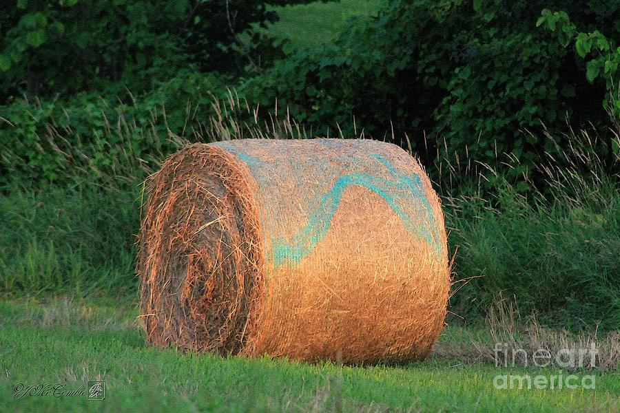Round Hay Bale Painting by J McCombie