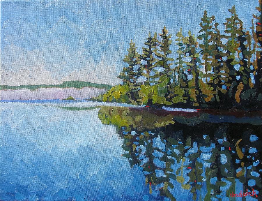 Round Lake Mirror Painting by Phil Chadwick