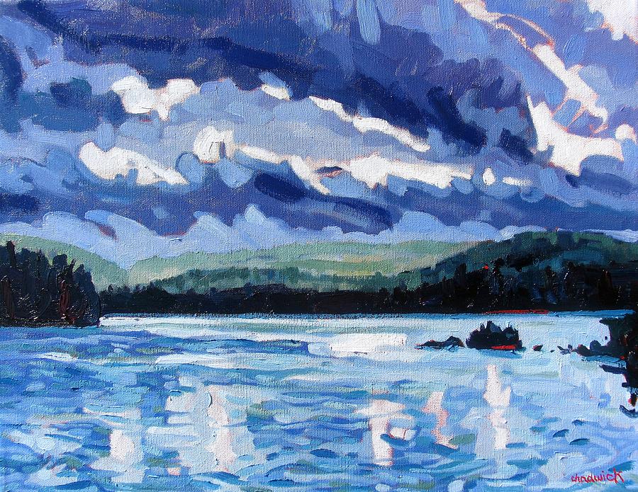 Impressionism Painting - Round Lake Squall by Phil Chadwick