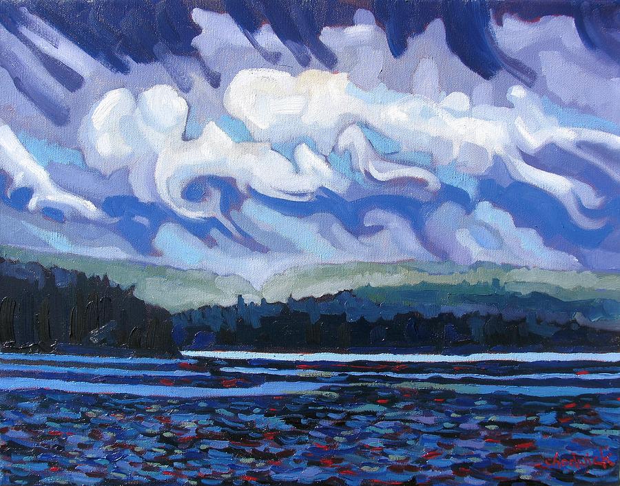 Round Lake Thunderstorm Painting by Phil Chadwick