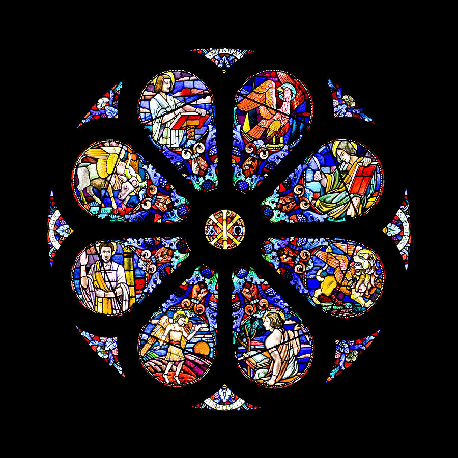 Round stained glass window Photograph by Charles Lupica
