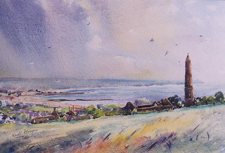 Round Tower Ardmore County Waterford Painting by Keith Thompson