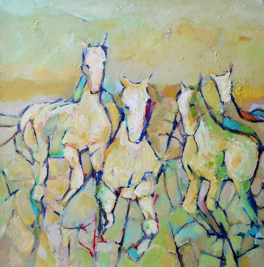Horses Painting - Round Up by Filomena Booth Horses Painting - Round Up by Filomena Booth