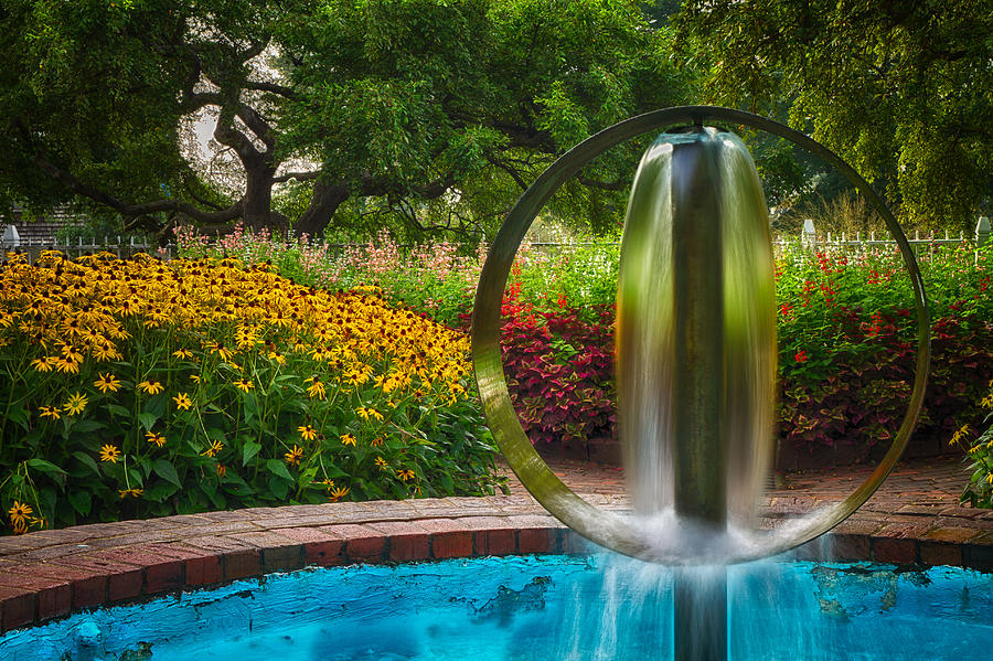Round Water Sculpture Prescott Park Garden  Photograph by Jeff Sinon