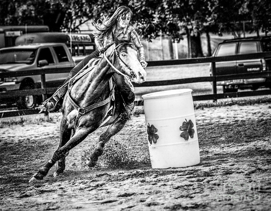 Rounding the Barrel Black and White Photograph by Eleanor Abramson