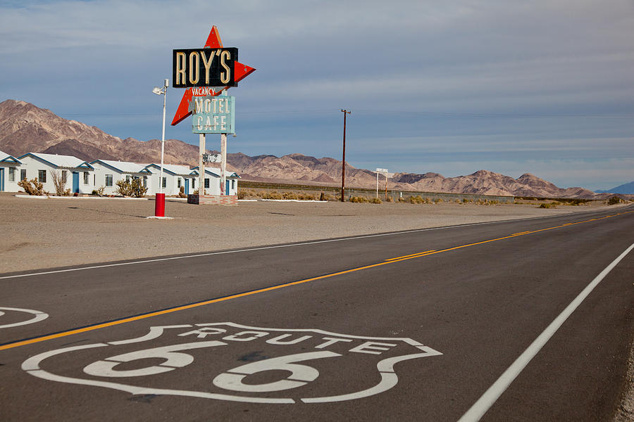 Retro Sign Photograph - Route 66 at Amboy by Matthew Bamberg