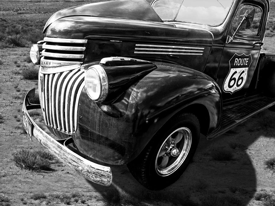 Route 66 Chevy 1941 in Black and White Photograph by Gill Billington
