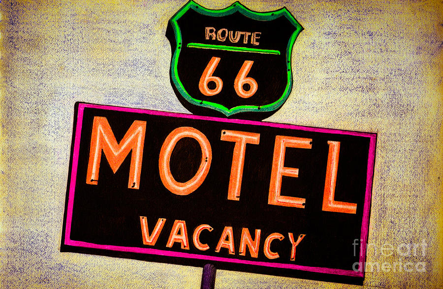 Sign Drawing - Route 66 Drawing by Dan Julien