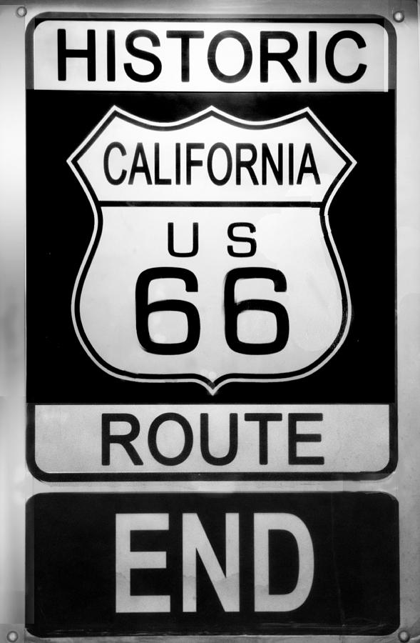 Sign Photograph - Route 66 End by Chuck Staley