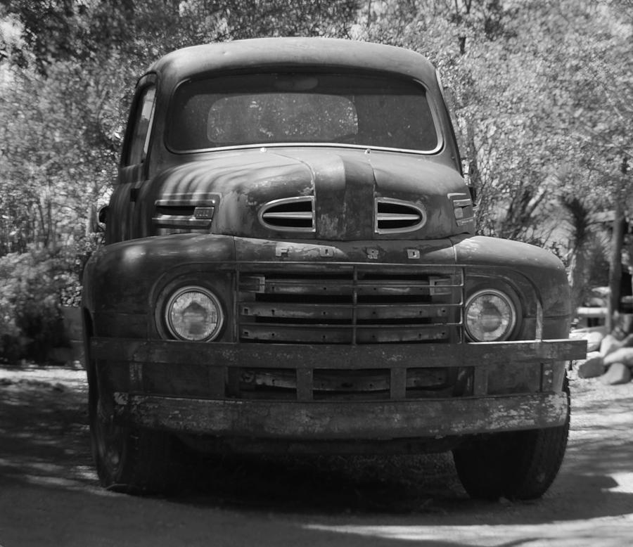 Route 66 Ford Truck Black and White Photograph by Leticia Latocki