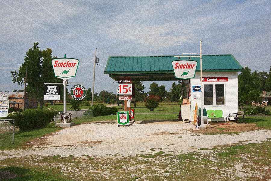 Route 66 Gas Station with Sponge Painting Effect Photograph by Frank Romeo