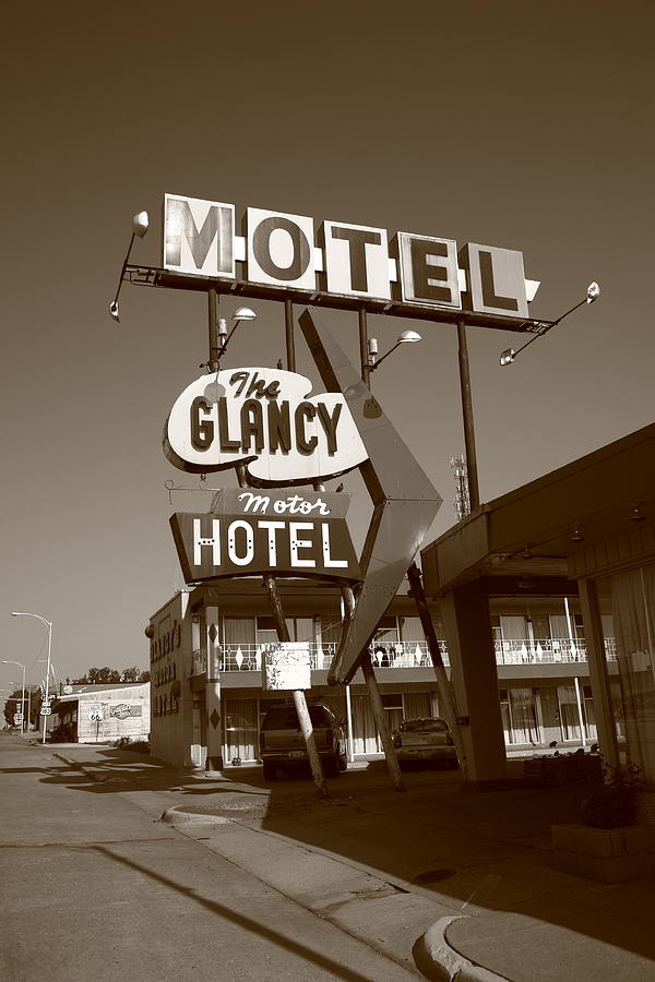 Route 66 - Glancy Motel 2012 Sepia Photograph by Frank Romeo