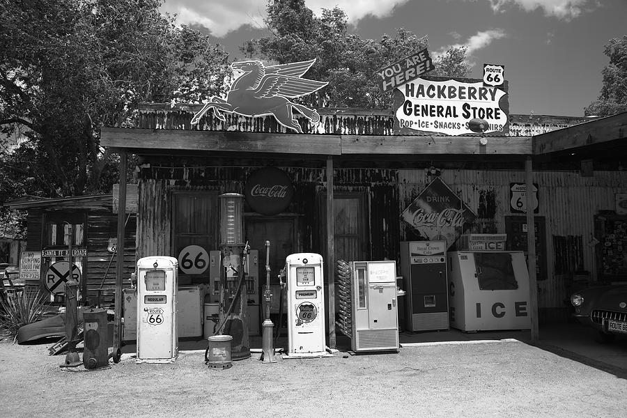 Route 66 - Hackberry General Store 2012 BW Photograph by Frank Romeo