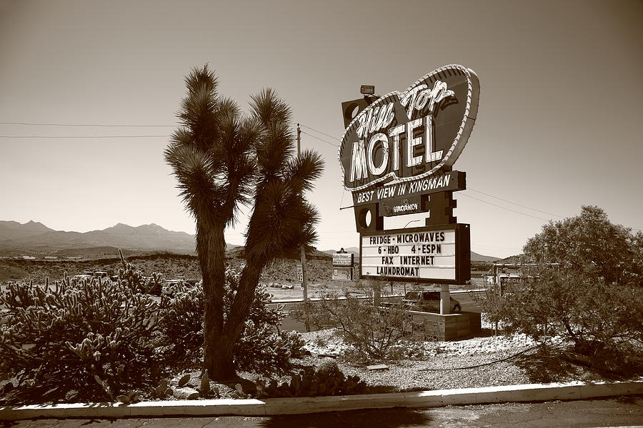 Route 66 - Hill Top Motel 2012 Sepia Photograph by Frank Romeo