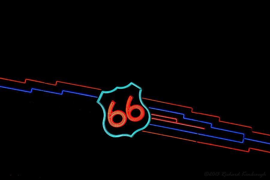 Route 66 in Neon Photograph by Richard Kimbrough