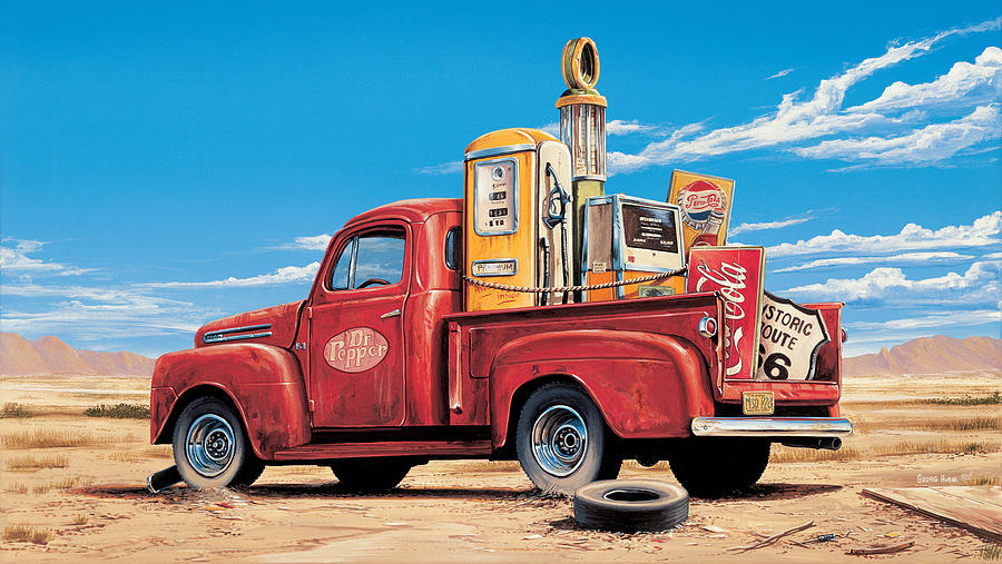 Transportation Painting - Route 66 memories by Georg Huber