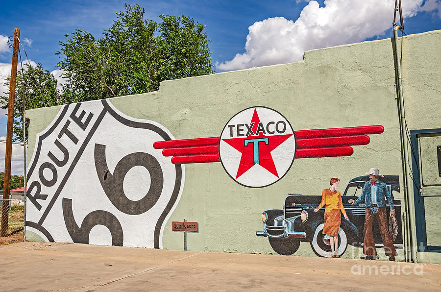 Route 66 Mural with Texaco Sign Photograph by Sue Smith