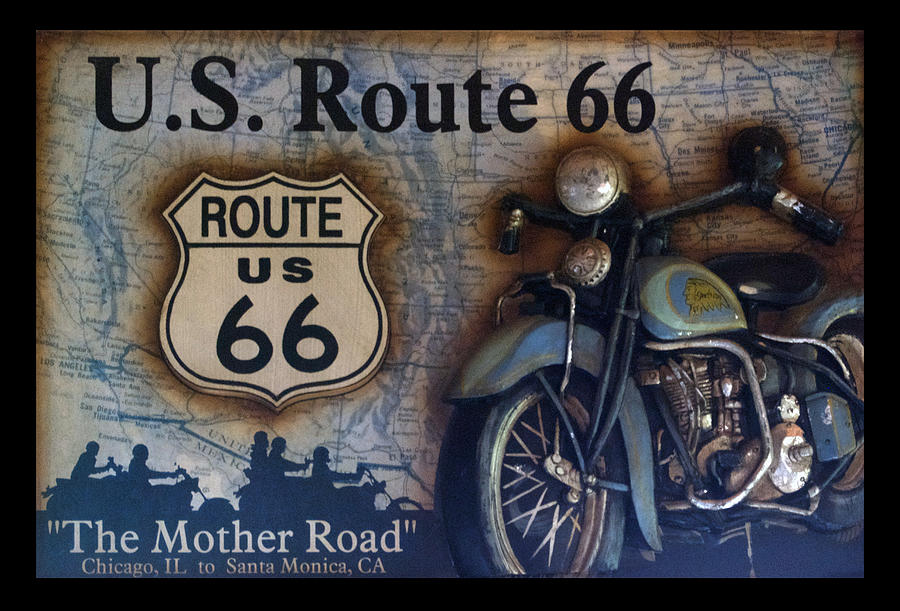 Route 66 Odell IL Gas Station Motorcycle Signage Photograph by Thomas Woolworth