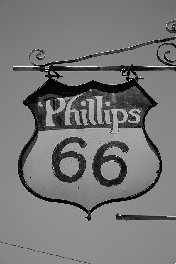 Route 66 - Phillips 66 Gas Station 2012 #3 BW Photograph by Frank Romeo