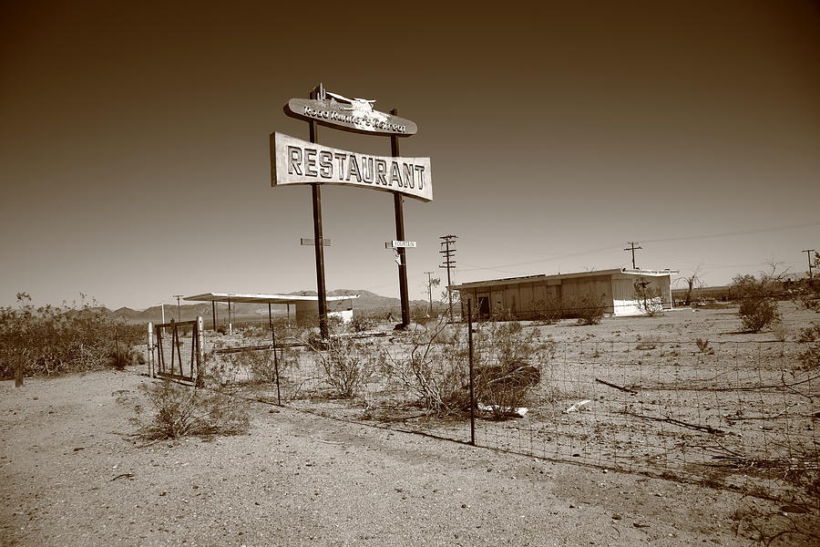 Route 66 - Road Runner Restaurant 2012 Sepia Photograph by Frank Romeo ...