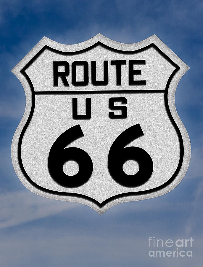 Route 66 road sign Photograph by Gary Warnimont