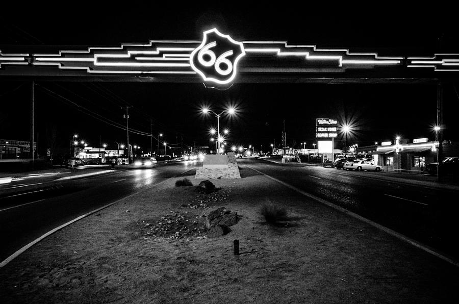 Route 66 Sign in Black and White Photograph by Anthony Doudt