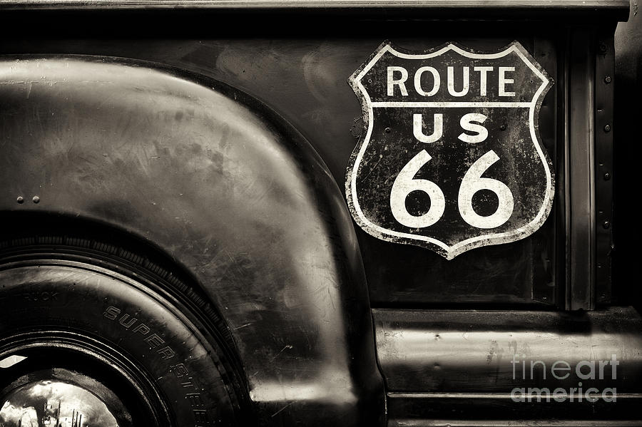 Sign Photograph - Route 66 by Tim Gainey