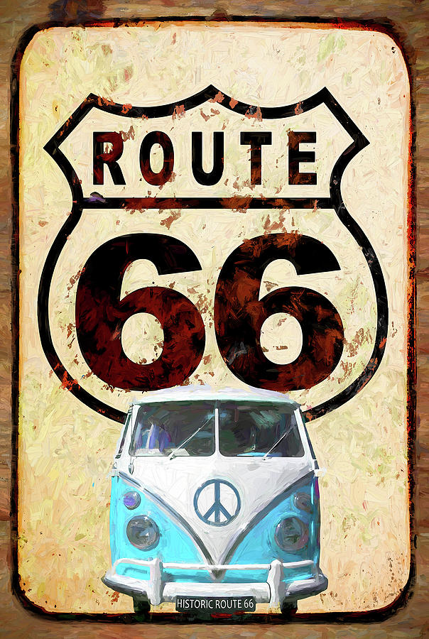 Route 66 Van Painting By Cora Niele Fine Art America